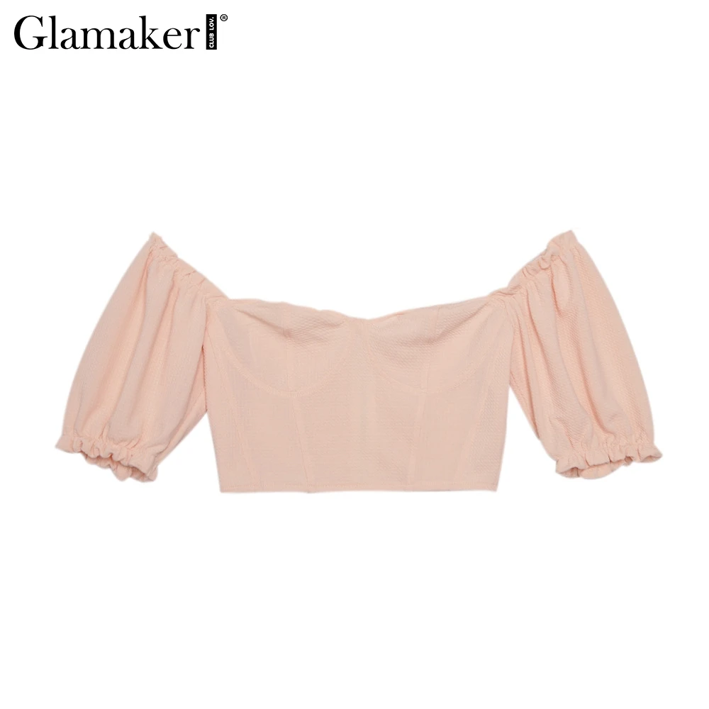 Glamaker сексуальные кружевные буфы на рукавах camis топы на бретелях женские с открытыми плечами уличная летняя обрезанный женский топ элегантные вечерние укороченные топы