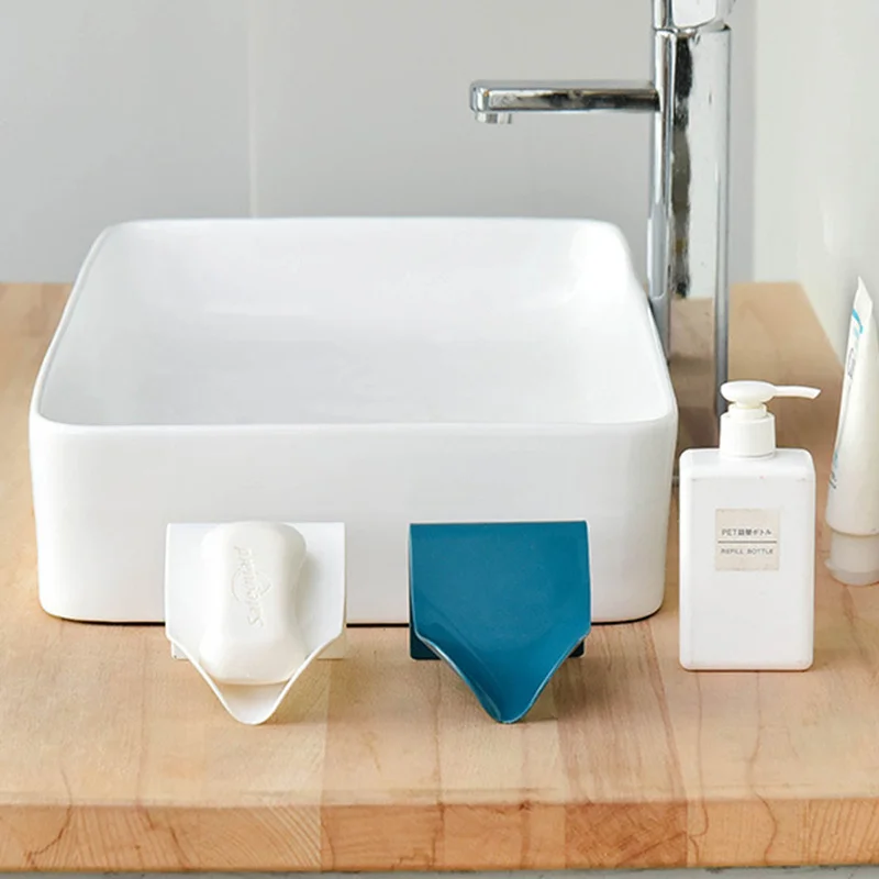 

Soap Storage Holder Rack Stand Bathroom Organizer Wall Sticker Plastic Soap Dish Creative Soap Plate Box Drain Shelf Container
