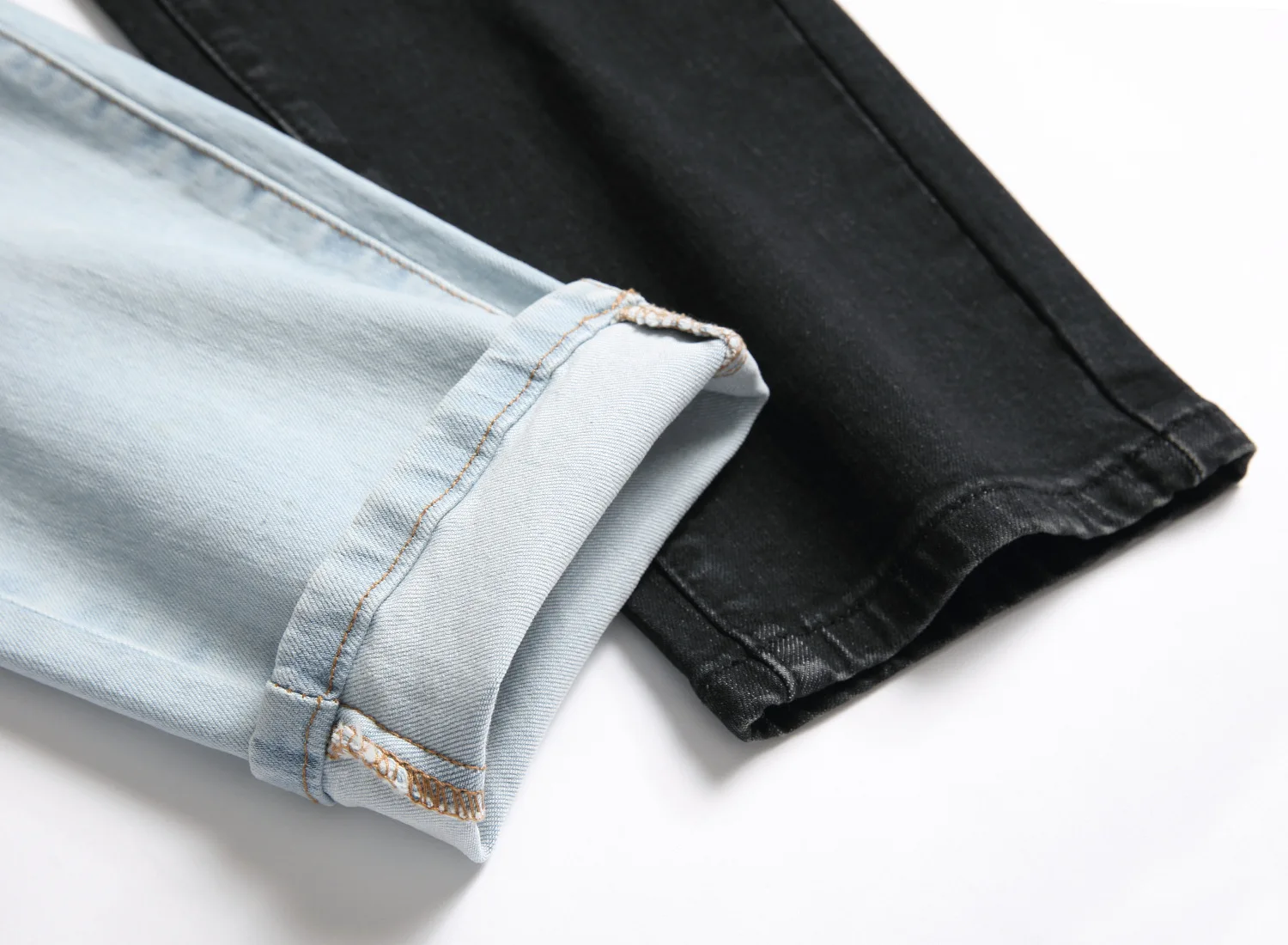 High Quality Men’s Slim-fit Patchwork Stretch Denim Pants,Color Contrast Casual Jeans,Stylish Sexy Street Jeans; black jeans men