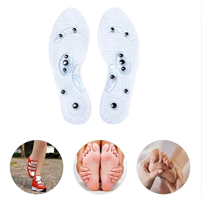 Men And Women PVC Insole Foot Magnetic Therapy Health Care Insole Running Fitness Weight Loss Sports Massage Support Insoles