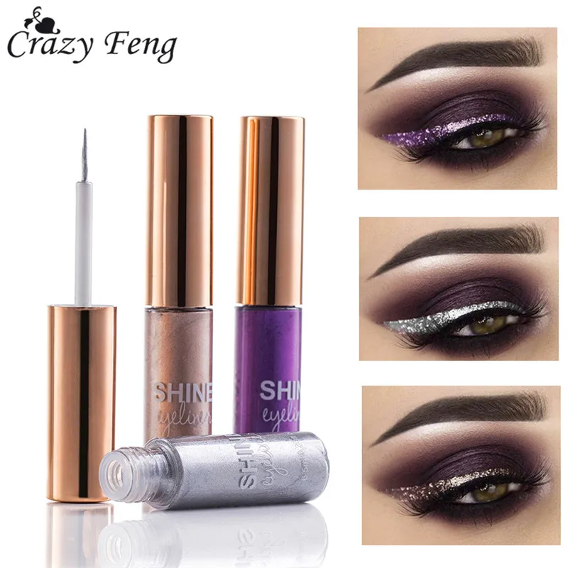 Бренд блеск Жидкая подводка для глаз тени для век водонепроницаемые стойкие блестки подводка для глаз легко носить 5 цветов макияж подводка для глаз