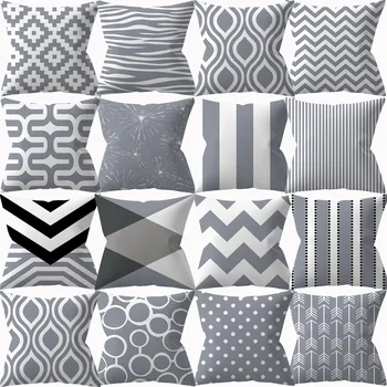

Gray Geometric Decorative Cushion Cover 45x45 Polyester Pillowcovers Cushions Sofa Throw Pillows Nordic Decor Home Pillowcases
