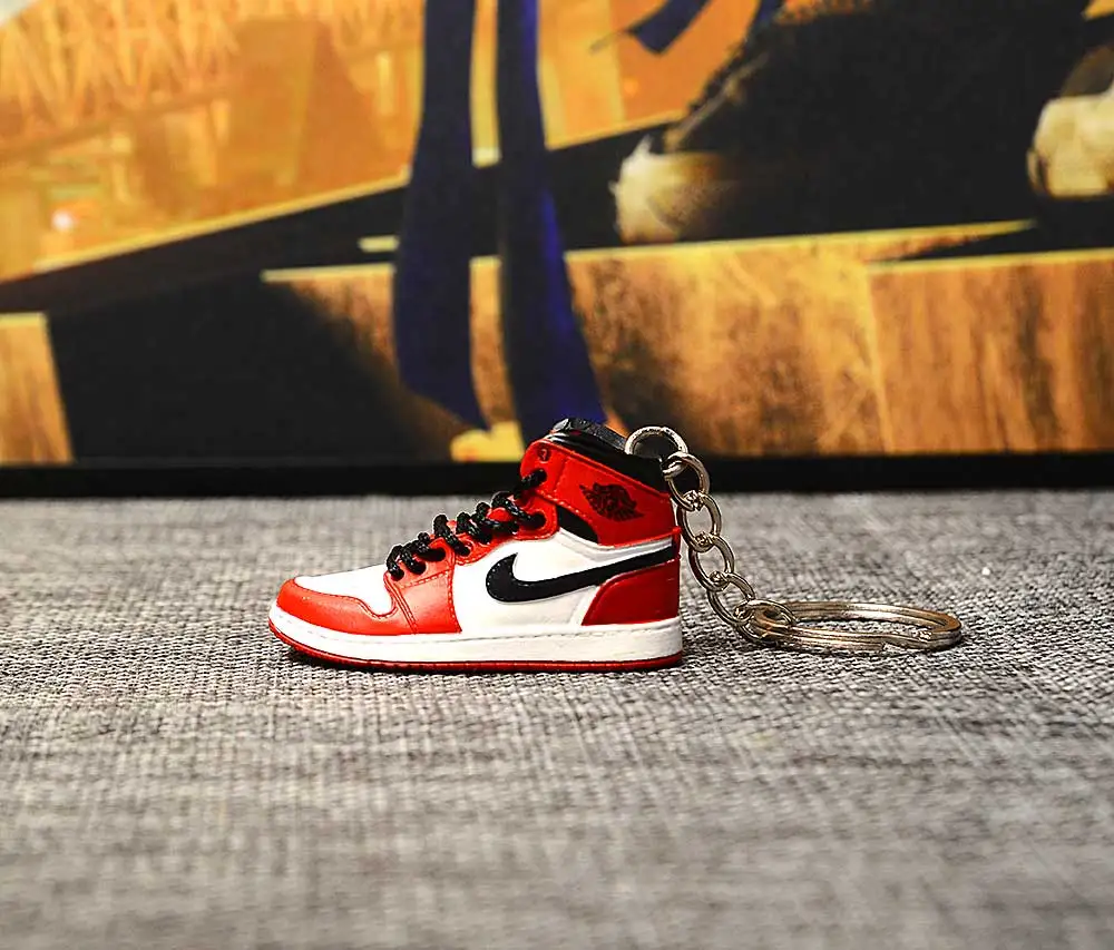 a single shoe w ring Дропшиппинг ПВХ брелок для обуви 1 3D мини-кроссовки "OW CHICAGO" Спортивная обувь Кроссовки брелки - Цвет: a single shoe w ring