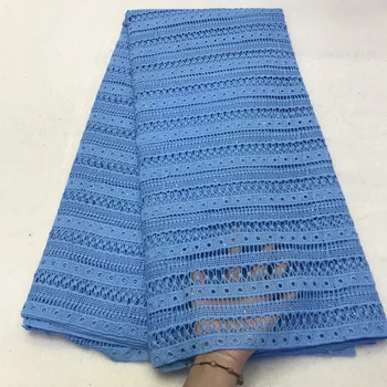 

Elegant style Cord Lace light blue water soluble chemical lace with stones AJYW7 wholesale price African Guipure Lace Fabric