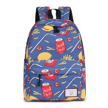 

Cartoon Prints Backpack School Boys Girls Teenagers Bookbag Large Capacity Rucksack Hamberga Chips Backpack Computer Backpack