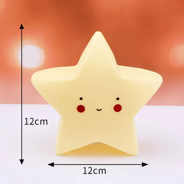 Baby Night Light LED Cartoon Lamp Stars White Clouds Ice cream Mood Lights Children Kids Gift Glow Toy Bedroom Decor Night Lamps YEllow Star