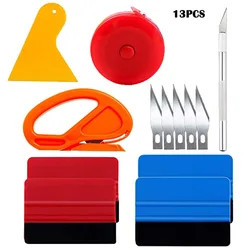 Autocollant d'emballage de voiture, Kit d'outils en Film vinylique, raclette en caoutchouc magnétique, teinte de fenêtre en Fiber de carbone, coupe couteau 