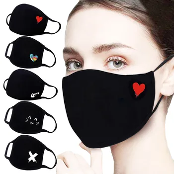 

5pcs Fashion Adult Face Masks Reusable mascarillas lavables Windproof Ear Loop Black Masks Unisex Washable Mouth Face Cover