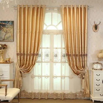 

High-grade Embroidery Curtains Tulle European Style Curtains for Living Dining Room Bedroom