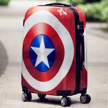 Ameryka Rolling bagaż Spinner superbohater koła walizki studenci hasło torba podróżna wózek kabinowy walizki tanie tanio LUGAGEZWJ CN (pochodzenie) Captain America as details Unisex