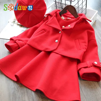 

Sodawn Girls Clothes Set 2020 Autumn Winter Solid Color Korea Style Jacket +Sleeveless Dress 2pcs Toddler Clothes
