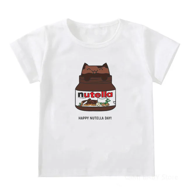 Модная забавная футболка Nutella Kawaii с принтом Детская круглым вырезом для