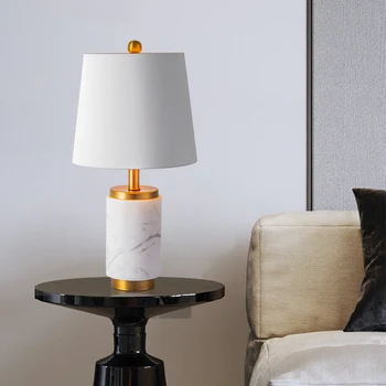 

E27 holder New classical White Marble living room bed room side table lamp inside golden reflect refinement beside lamp