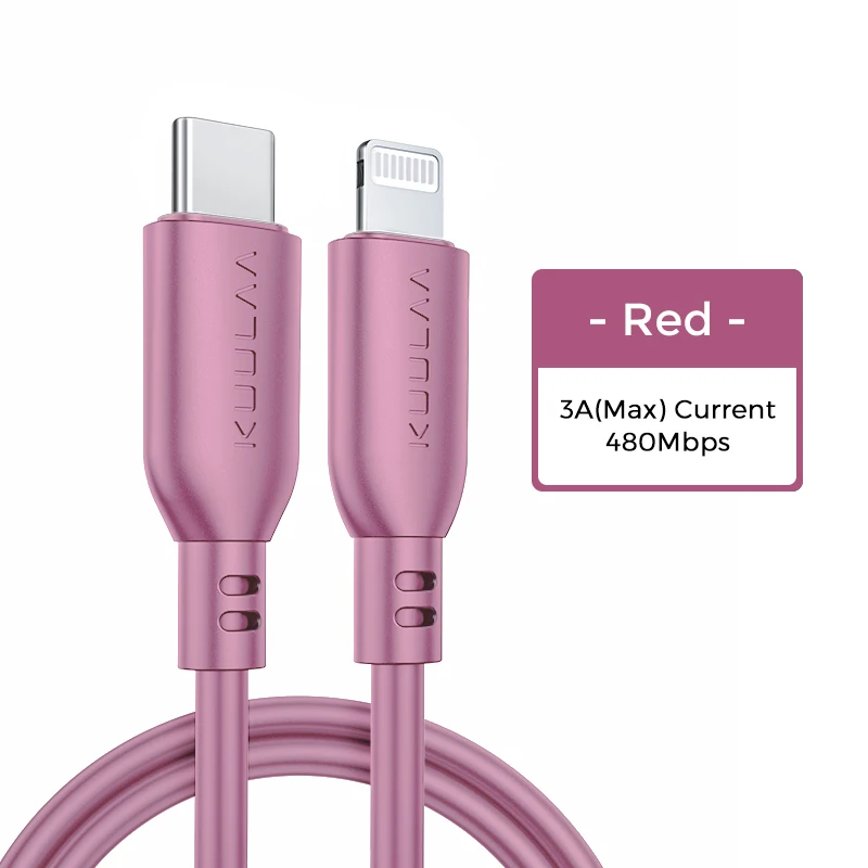 KUULAA MFi USB C к Lightning Кабель для iPhone 11 Pro Max X XS 8 XR 18 Вт PD Быстрая зарядка usb type C кабель для Macbook USB-C шнур - Цвет: Red