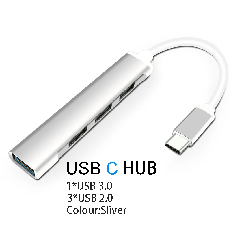 USB C концентратор USB 3,0 концентратор type C USB разветвитель USB-C 3,1 многопортовый док-адаптер для Macbook Pro Air iMac PC Компьютерные аксессуары - Цвет: USB C HubSilver