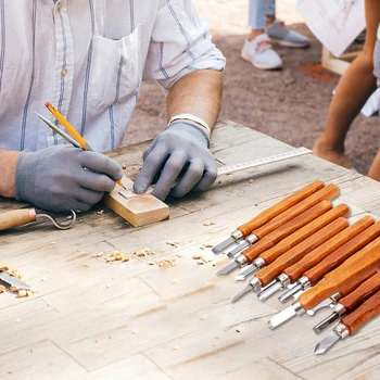 

12Pcs Professional Wood Carving Set Wood Carving Tool For DIY Carving Sculpture Wax Carving With Whetstone And Storage Bag