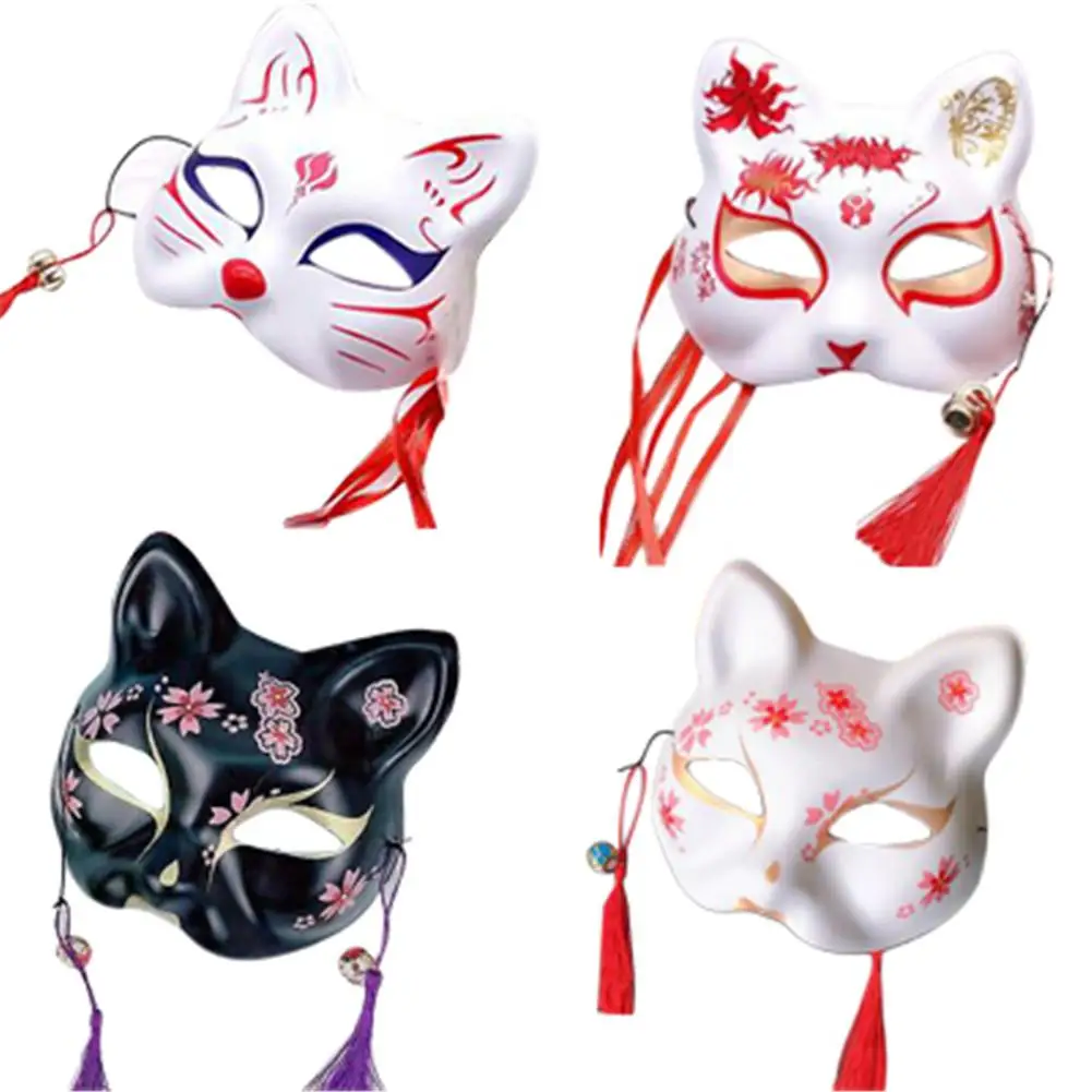 

New Japanese Private Fox Mask Hand-painted Cat Natsume's Book Of Friends Pulp Fox Half Face Mask Halloween Cosplay Animal Masks