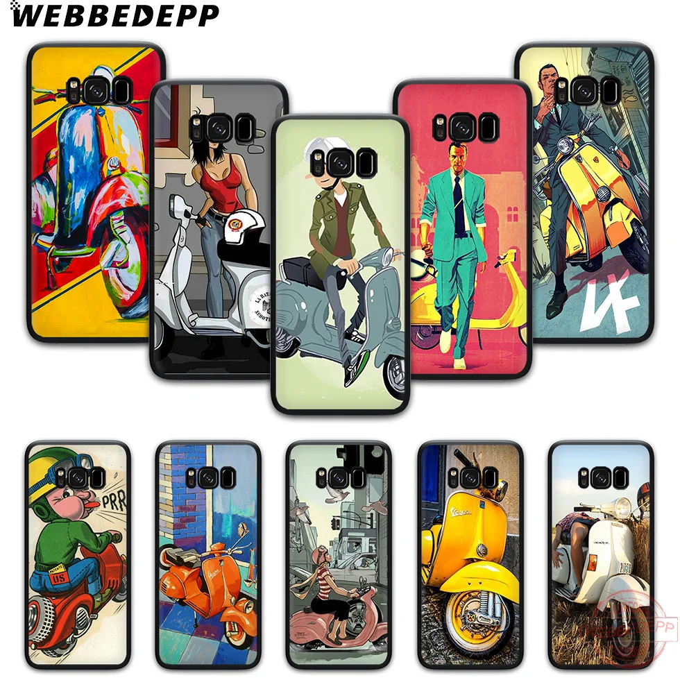 WEBBEDEPP Vespa скутер мягкий чехол для телефона с изображением цветов Samsung S6 S7 край S8 S9