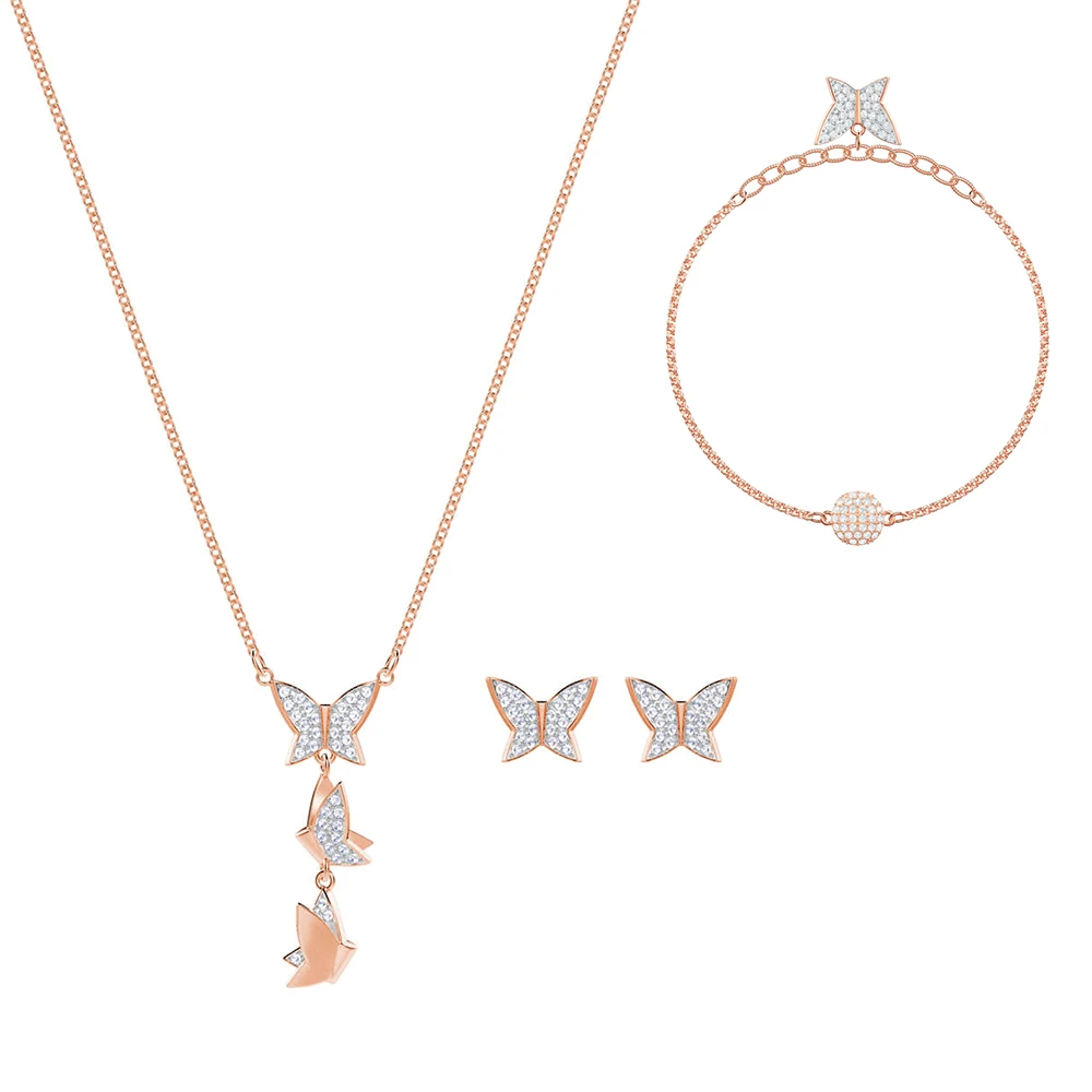 Fashion New LILIA Gorgeous Colorful Butterfly Set Decorative Crystal Female Luxury Jewelry Set To Send Girlfriend Gift