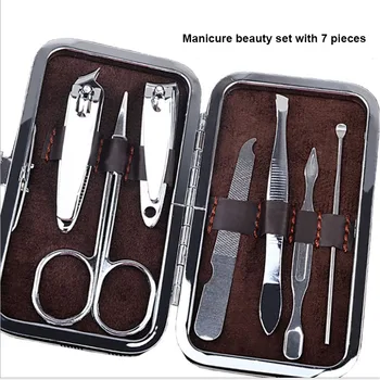 

Stainless Steel Pedicure Manicure Set Nail Clipper Scissors Nail Care Nipper Cutter Cuticle Grooming Kit 7pcs/Set
