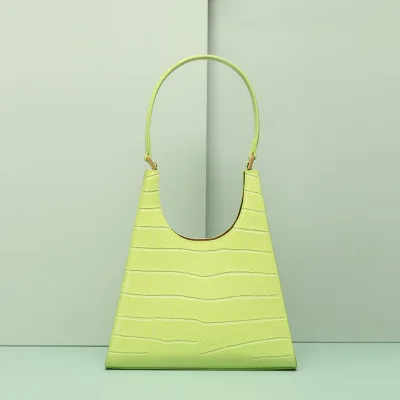Light green Сумка из натуральной кожи, женская сумка, женская сумка на плечо, женская сумка-мессенджер с узором «крокодиловая кожа», треугольная Ретро сумка на плечо - Цвет: Light green