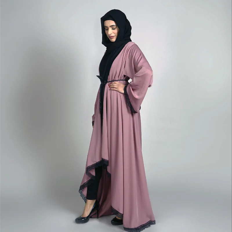 Кафтан кимоно кружевная Абая Мусульманская для женщин с длинным рукавом женские макси халаты ХИДЖАБ КАФТАН Jubah Рамадан Арабский Дубай Исламская одежда