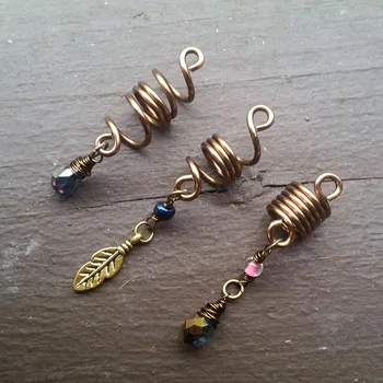 Boho Dread Beads, Tarnished Brass, Dread Accessories, Fall Colors, Dread Sleeves Dreadlock Jewelry