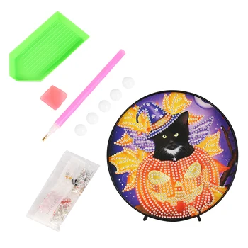 

DIY Diamond Painting Lamp With LED Lights Halloween Theme Night Light Pumpkin Cat Lamp Halloween Ornaments