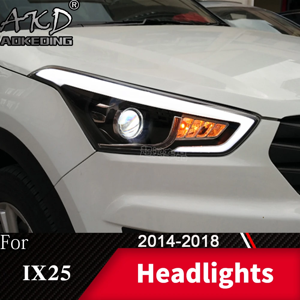 Головной фонарь для автомобиля hyundai Creta- IX25 головной светильник s противотуманный светильник дневной ходовой светильник DRL H7 светодиодный Биксеноновая лампа автомобильные аксессуары