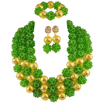 

Majalia Green African Jewelry Set Nigerian Beads Wedding Jewelry Sets 3qq-17