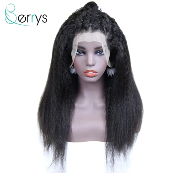 

Berryshair Kinky Straight Wig 13x4 Lace Front Human Hair Wigs For Women 150% Pre Plucked With Baby Hair Brazilian Remy Hair Wigs