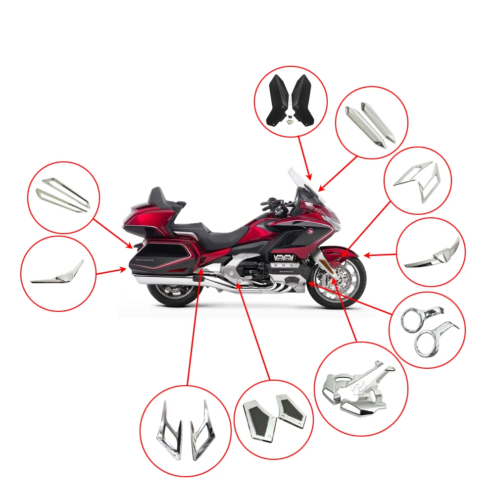 

Хромированные Противотуманные фары на лобовое стекло для honda GoldWing GL1800 18-20 s, амортизаторы, рама, крыло, декоративная отделка
