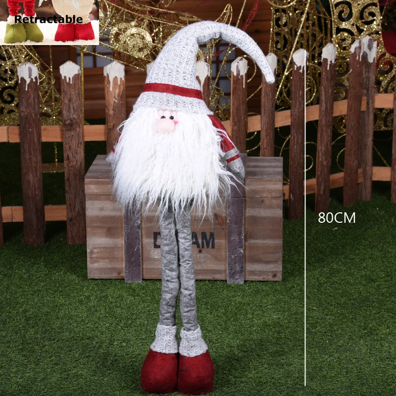 Рождественские куклы большого размера, Санта-Клаус, снеговик, лося, игрушки, рождественские фигурки, рождественский подарок для детей, Красная рождественская елка, украшение сцены - Цвет: white hat 246