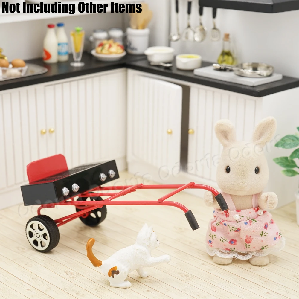 1/12 Dollhouse Miniature Metal Pulling Cart Arrosoir pour Fairy Garden 
