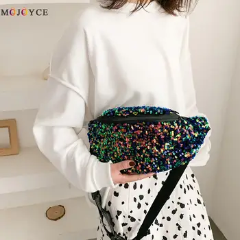 

Fashion Sequins Fanny Chest Pack Women Casual Waist Purse Zip Crossbody Bag