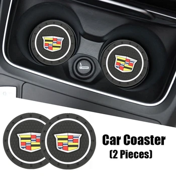 

For Cadillac Escalade Deville Seville XT5 XTS CTS CT4 CT6 BLS DTS SRX XLR PVC Car Water Coaster Decoration Anti-Slip Car Cup Mat