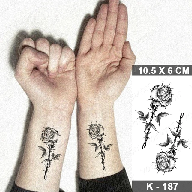 Waterproof Temporary Tattoo Sticker Small Simple Line Flower Flash Tatoo Cute Leaf Finger Wrist Fake Tatto For  Body Art Women 23-K187