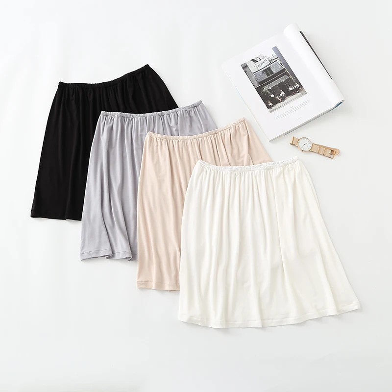 Modal half length basic skirt white underskirt black a line short skirt for women hanfu lined thin petticoat half slip