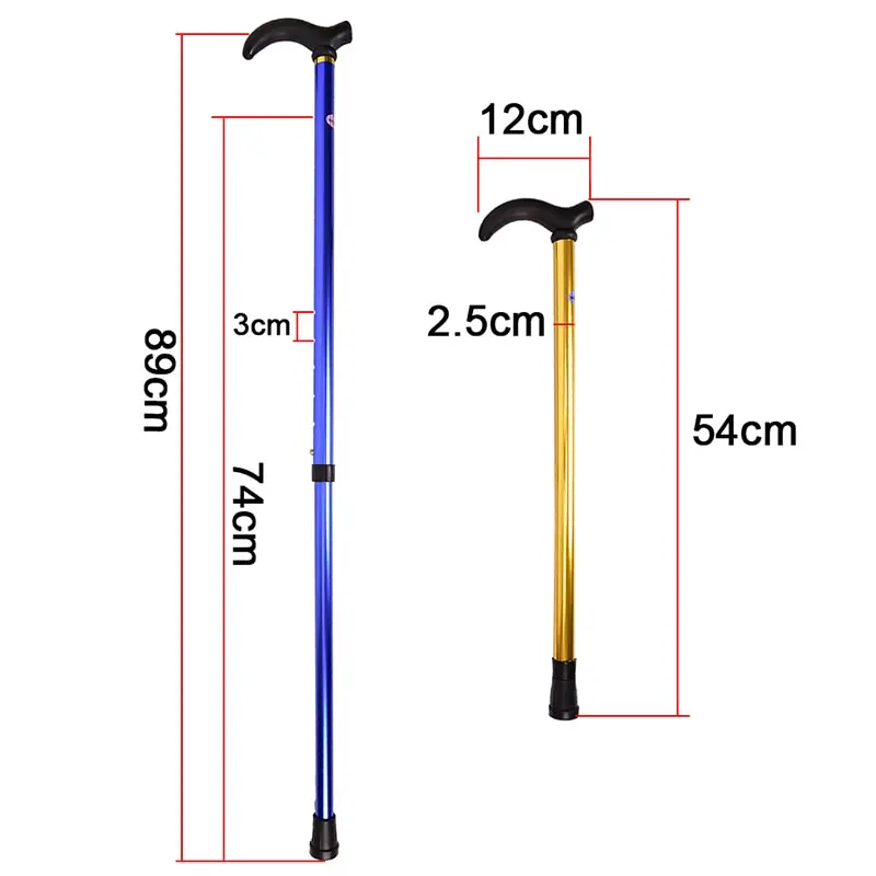 High Quality Telescopic Walking Stick Cane Hiking Rubber Tips 6 Grade Alpenstock for Elderly Aluminium Body Climbing Equipment 6
