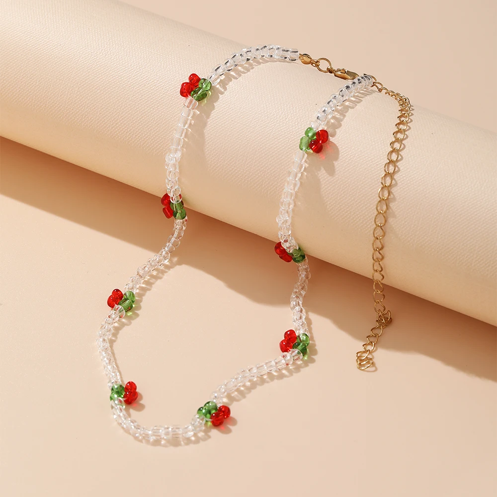 2021 New Lovely Daisy Flower Colorful Beads Pearl Clavicle Choker Necklace for Women Girls Spring Summer Jewelry Wholesale 