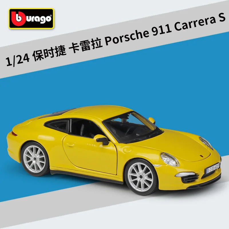 Bburago литье под давлением 1:24 911 Carrera S Желтый Коричневый спортивный автомобиль