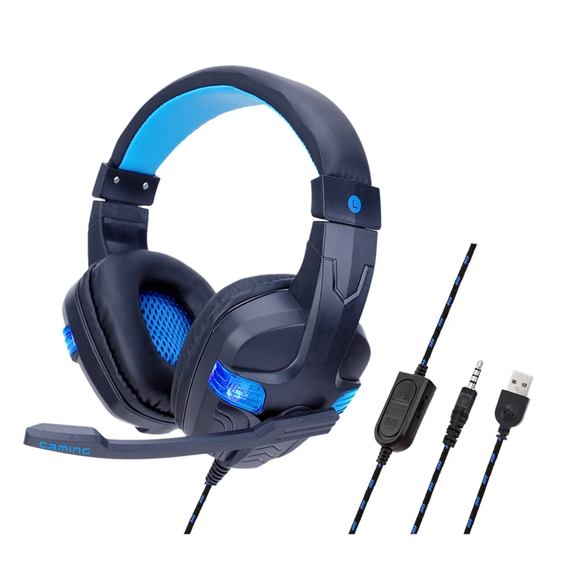 SY860MV Head Mounted Shining Game Headphones Laptop Gaming Headsets for PS4 Only
