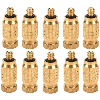 

10 Pack Garden Brass Misting Nozzles for Greenhouse,Dust Control,Outdoor Cooling System,0.004Inch 3/16 UNC
