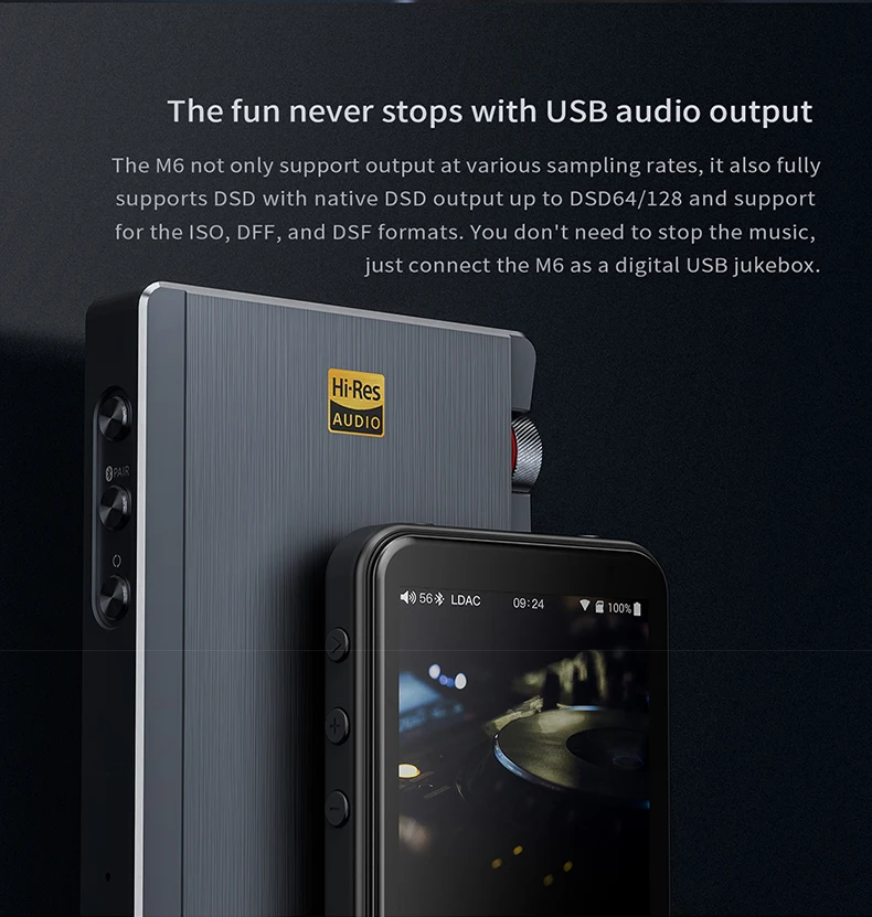 FiiO M6 Hi-Res Bluetooth HiFi музыкальный портативный MP3-плеер USB DAC ES9018Q2C на базе Android с aptX HD LDAC WiFi Air Play DSD