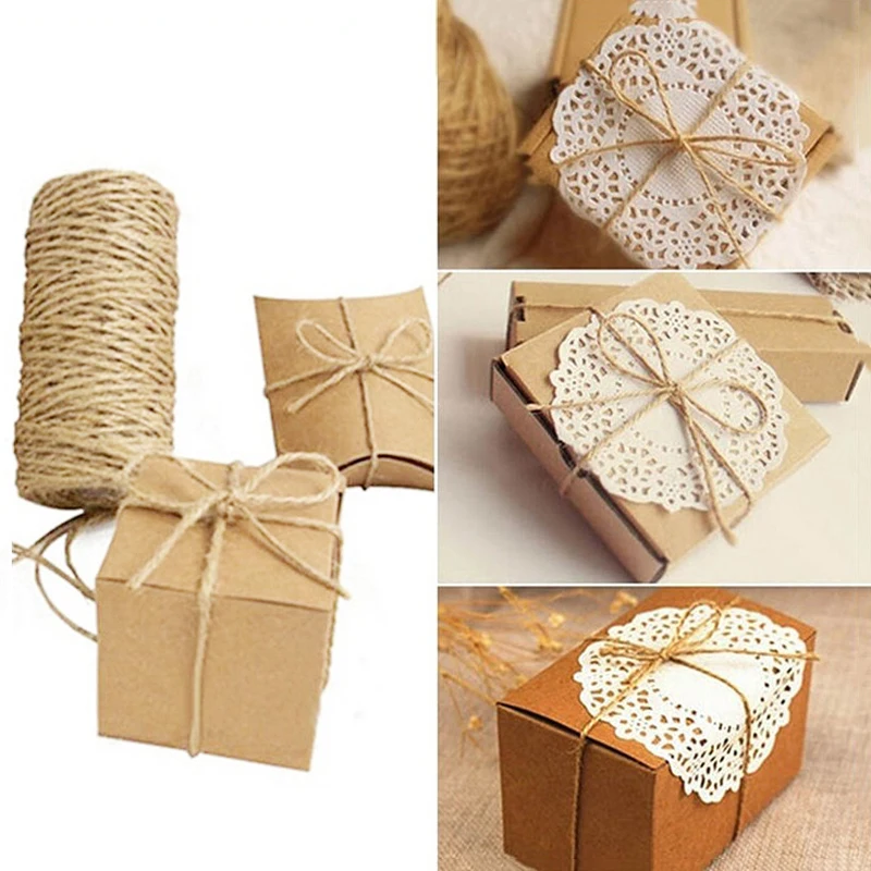 Natural Brown Hemp Rope Twine String Cord Craft DIY Making Jute Packaging Retro