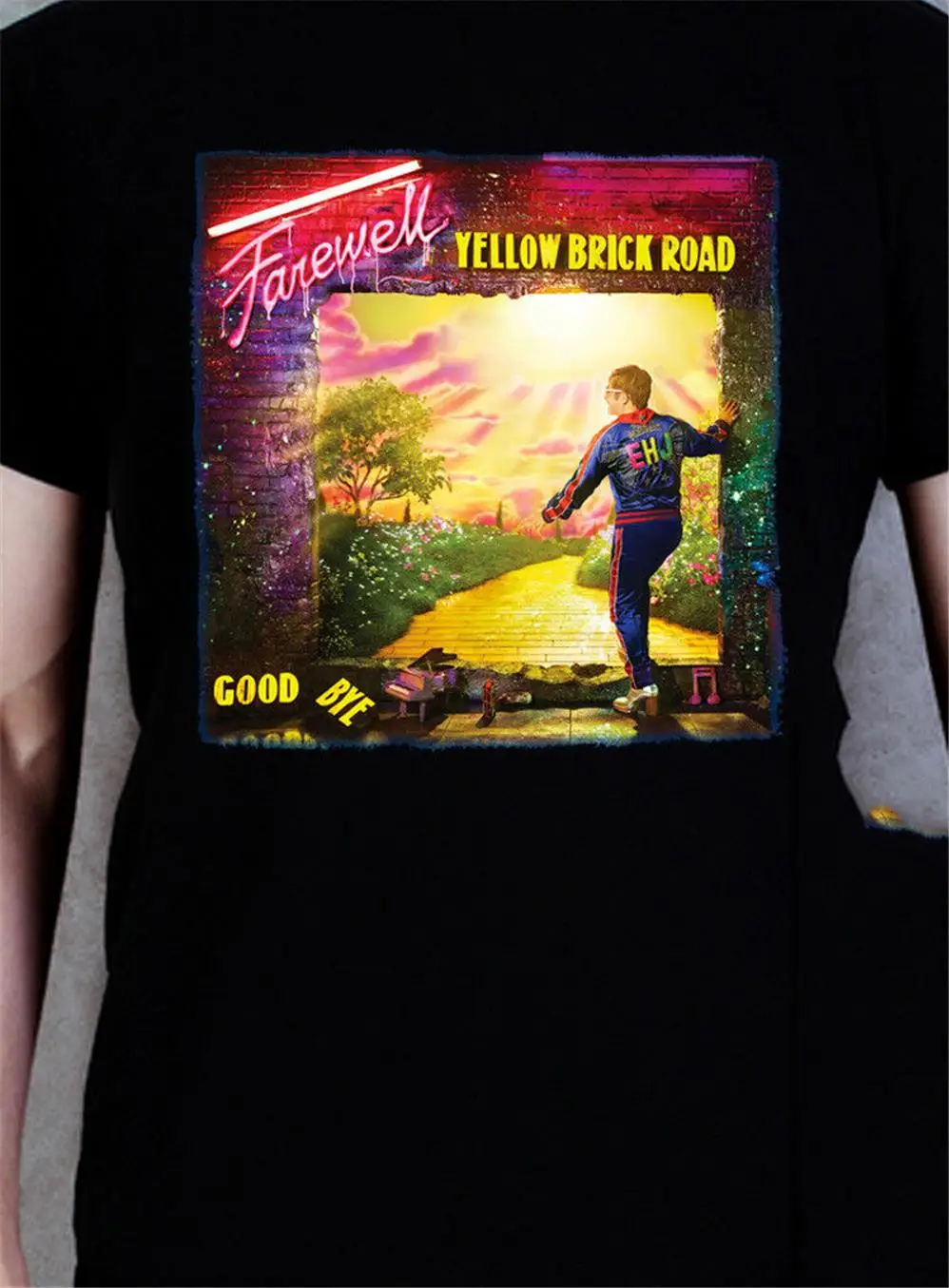 Elton John Farewell Yellow Brick Road Good Bye Black 2 Side T-Shirt S-3Xl Brand Clothing Tee Shirt | Мужская одежда