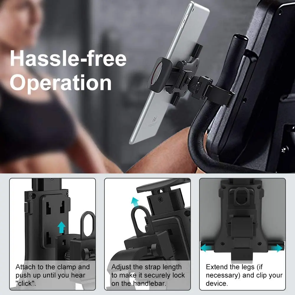 mobile holder Universal Bike Treadmill Holder Stand for iPad Air 4 Pro Indoor Gym Handlebar Tablet Mount Holder for 4 to 11 inch Mobile Device phone charging stand