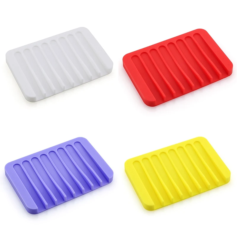 1 Pc Color Fashion Silicone Flexible Soap Dish Plate Bathroom Soap Holder Soap Box