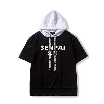 

Men T shirt Senpai Anime Girl Cotton Black Print T-shirt Women Manga Streetwear Tee Cotton Tshirt Unisex Harajuku Clothes