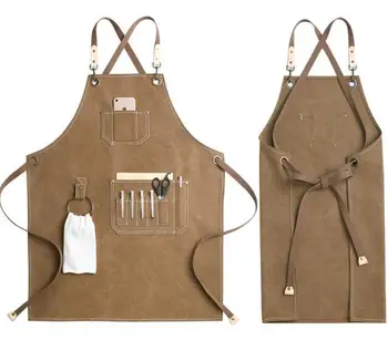 

Denim Canvas Apron Cook Apron Barber Apron Casual Fashion Makeup Artist Tool Apron With Pocket